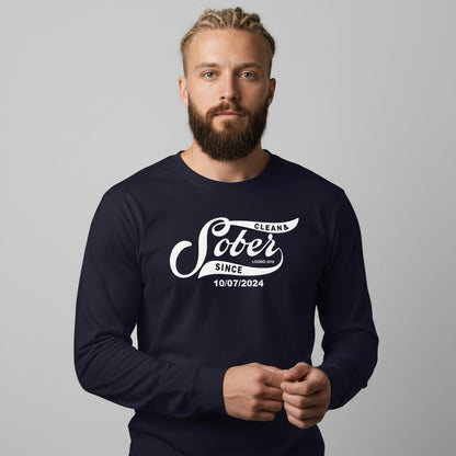 Sober Since Long Sleeve w Custom Sobriety Date Sober T Shirt packaging detail (view 18)