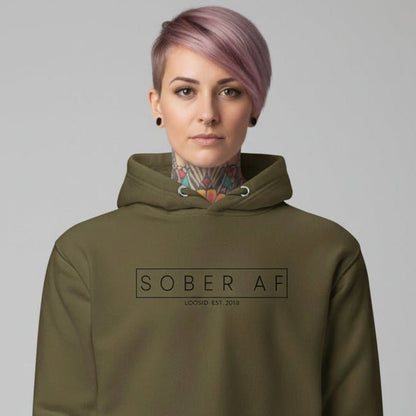 Sober AF Recovery Hoodie close-up view (view 22)