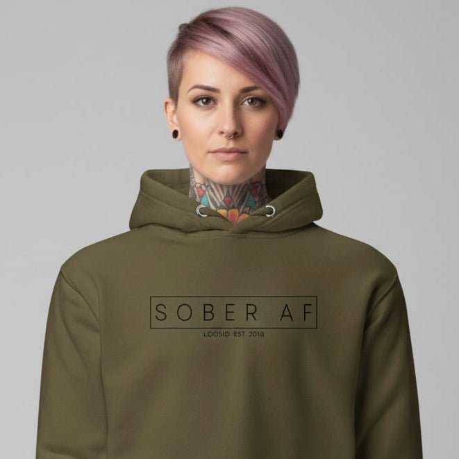 Sober AF Recovery Hoodie close-up view (view 22)