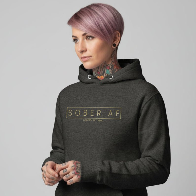 Sober AF Recovery Hoodie featuring the design (view 11)