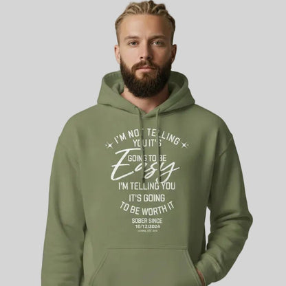 I'm Not Telling Custom Sobriety Date Recovery Hoodie featuring the design (view 21)