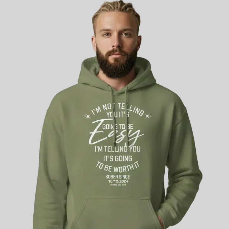 I'm Not Telling Custom Sobriety Date Recovery Hoodie featuring the design (view 21)