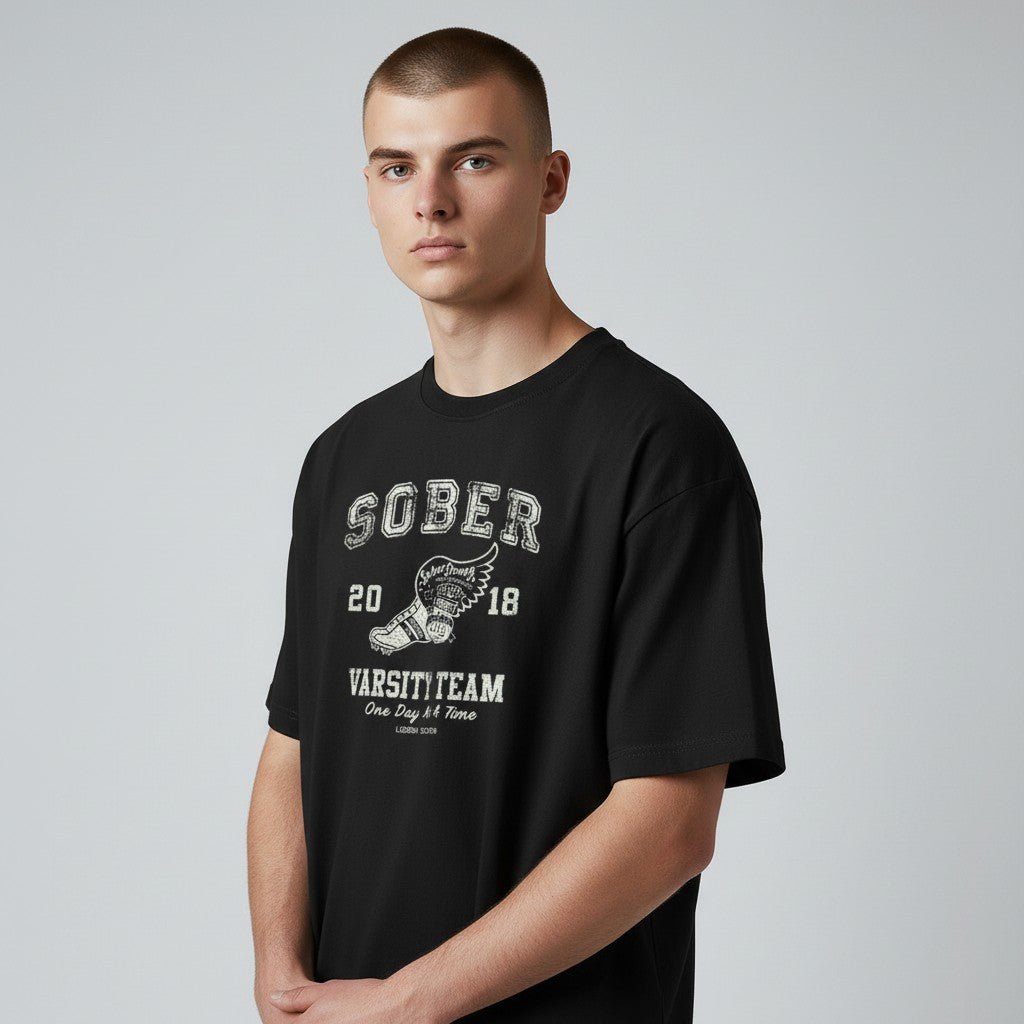 Sober Varsity Men's Sober Sober T Shirt graphic detail (view 4)