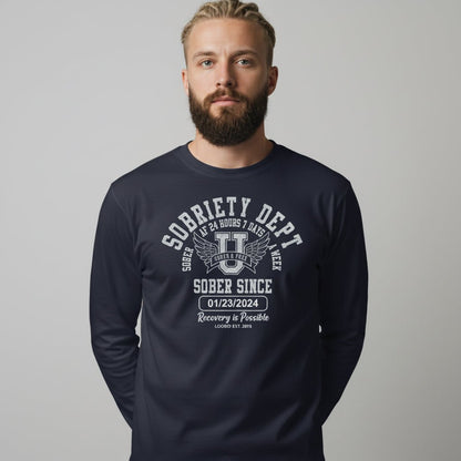 Sobriety Dept Long Sleeve Sober T Shirt fit detail (view 9)