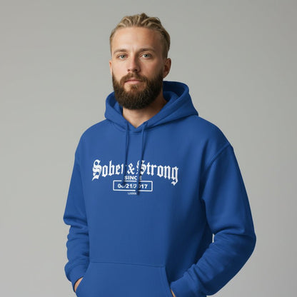 Sober & Strong Old School Recovery Hoodie fit detail (view 19)