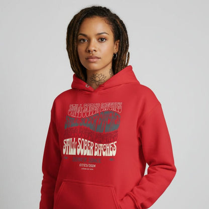Still Sober B Custom Sobriety Date Recovery Hoodie lifestyle view (view 35)