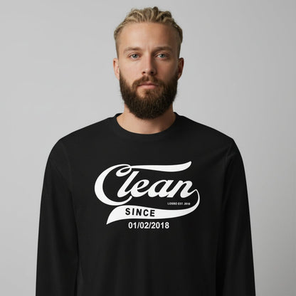 Clean Since Long Sleeve Sober T Shirt side view (view 6)