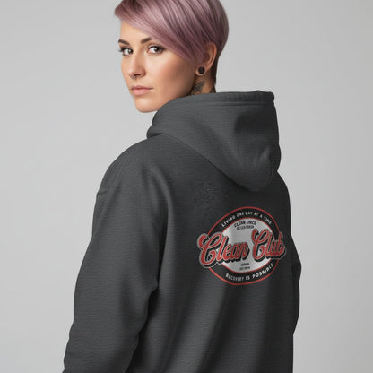 Clean Club Badge Left Chest Print Unisex Zip Recovery Hoodie product photo (view 10)