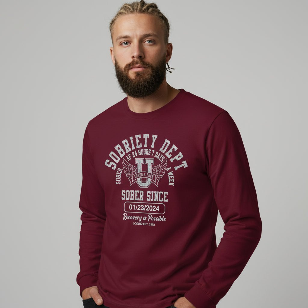 Sobriety Dept Long Sleeve Sober T Shirt graphic detail (view 14)