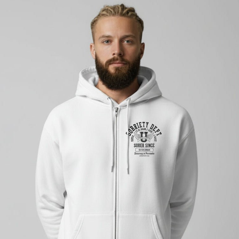Sobriety Dept Zip Recovery Hoodie packaging detail (view 38)