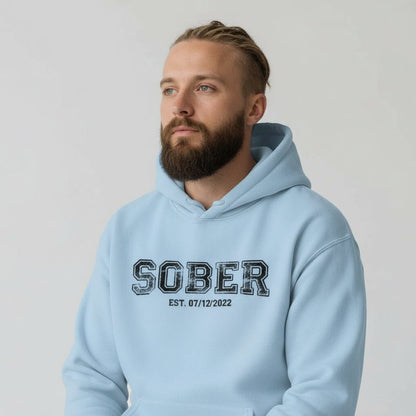 Sober Collegiate Hoodie W Personalize Sobriety Date Recovery Hoodie product photo (view 20)