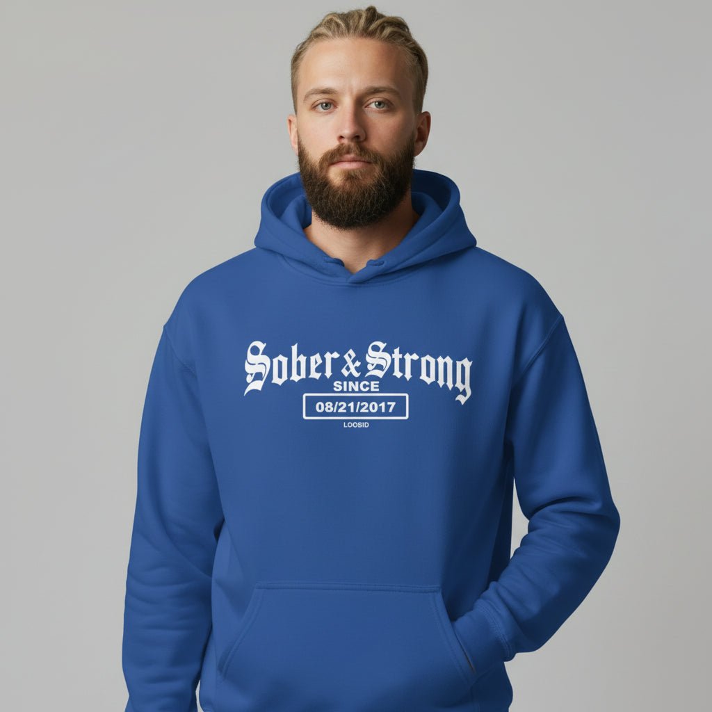 Sober & Strong Old School Recovery Hoodie packaging detail (view 18)