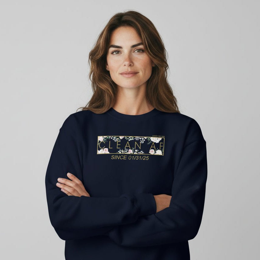 Clean AF Since Date Sobriety Recovery Hoodie packaging detail (view 8)