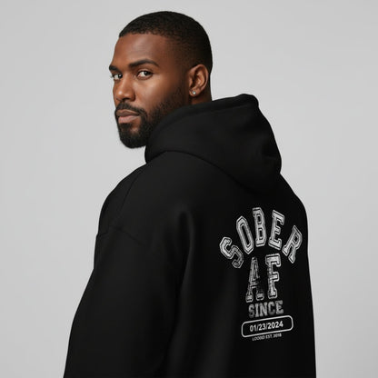 Sober AF Since Recovery Hoodie side view (view 6)