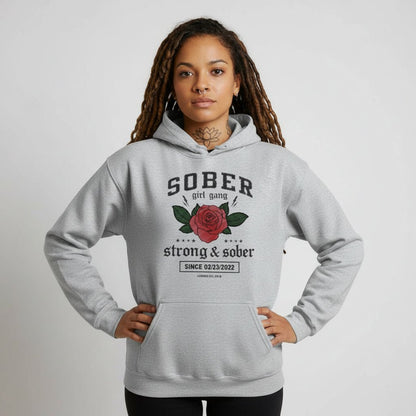 Sober Girl Gang Strong & Sober Crest Recovery Hoodie side view (view 16)