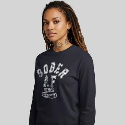 Sober AF Long Sleeve Sober T Shirt lifestyle view (view 5)