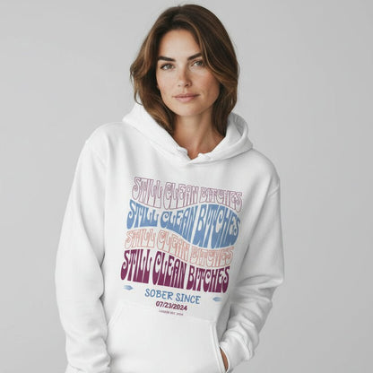 Still Clean B Custom Recovery Date Recovery Hoodie back view (view 27)