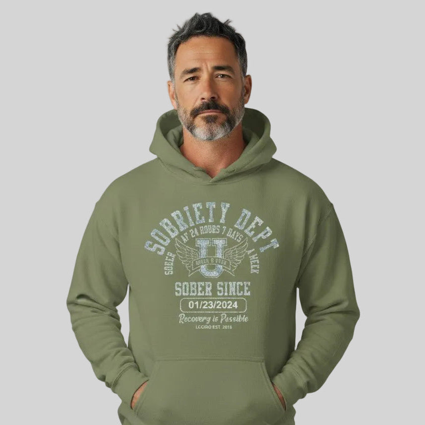 Sobriety Dept Recovery Hoodie back view (view 17)