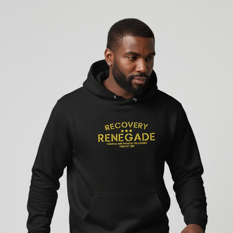 Thankful Recovery Renegade Recovery Hoodie flat lay styled image (view 3)