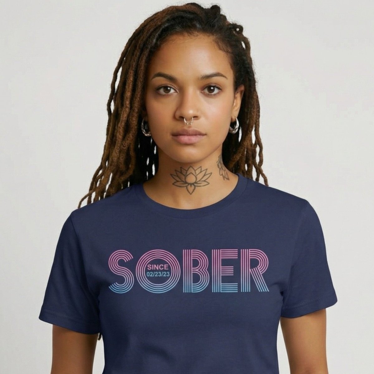 Retro Sober Since Sober T Shirt fit detail (view 9)