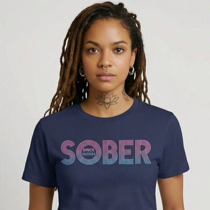 Retro Sober Since Sober T Shirt fit detail (view 9)
