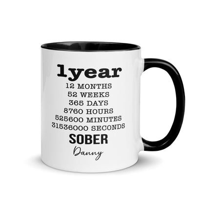 Loosid Soberversary Year Mug with Color Inside Sober Coffee Mug featuring the design