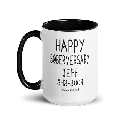 Happy Soberversary Mug with Color Inside Sober Coffee Mug lifestyle view (view 15)