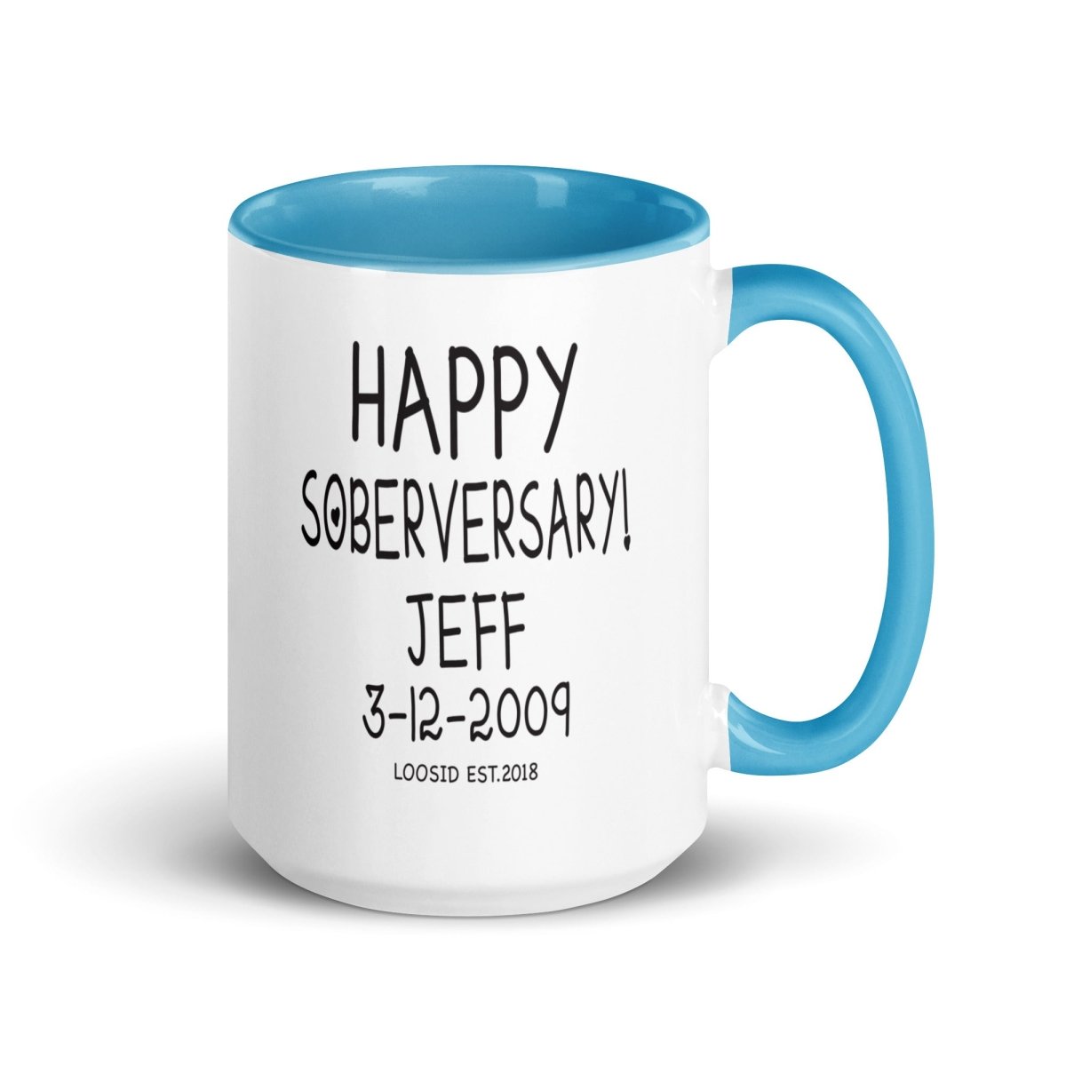 Happy Soberversary Mug with Color Inside Sober Coffee Mug side view (view 16)