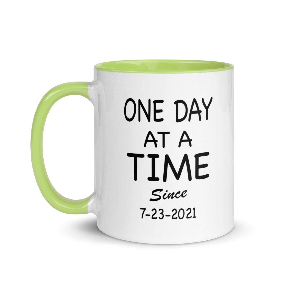 One Day At A Time Sober Coffee Mug flat lay styled image (view 13)