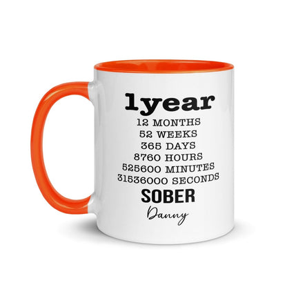Soberversary Year Mug with Color Inside Sober Coffee Mug featuring the design (view 11)