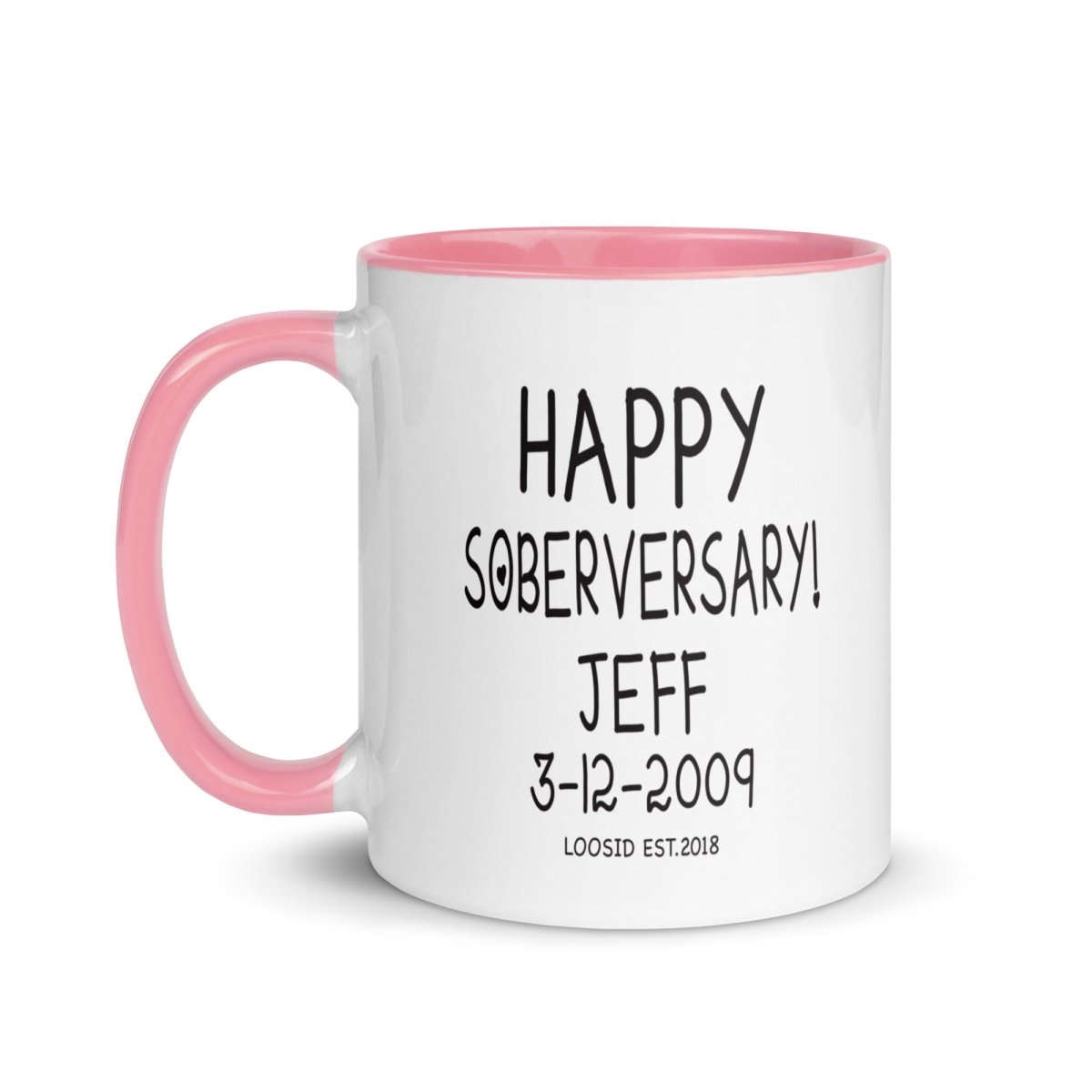 Happy Soberversary Mug with Color Inside Sober Coffee Mug fit detail (view 9)