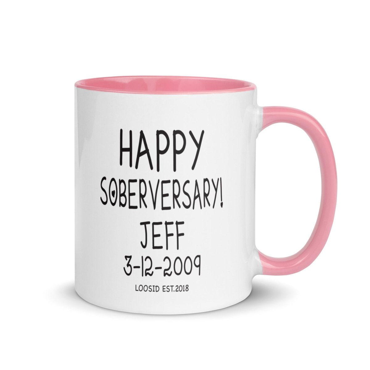 Happy Soberversary Mug with Color Inside Sober Coffee Mug packaging detail (view 8)