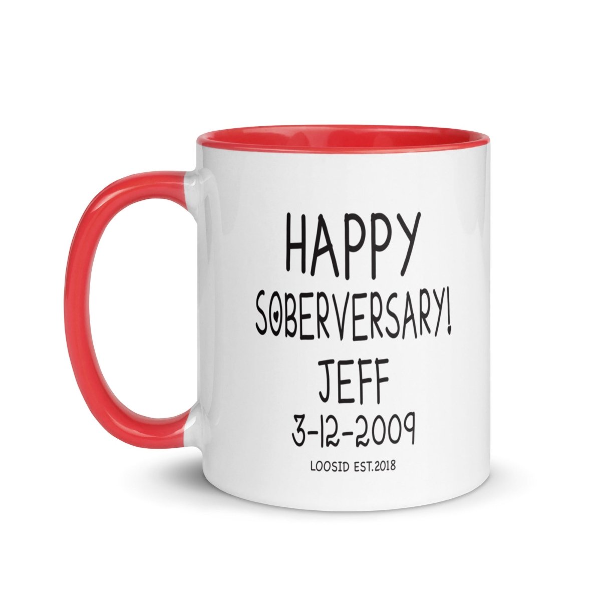 Happy Soberversary Mug with Color Inside Sober Coffee Mug lifestyle view (view 5)