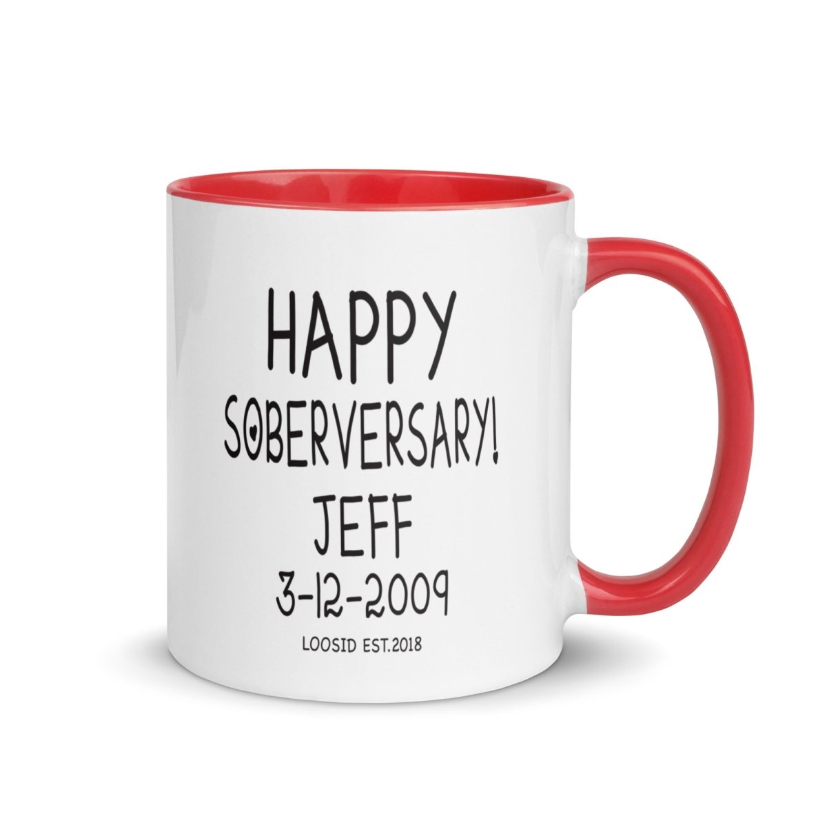 Happy Soberversary Mug with Color Inside Sober Coffee Mug graphic detail (view 4)