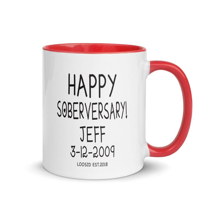 Happy Soberversary Mug with Color Inside Sober Coffee Mug graphic detail (view 4)