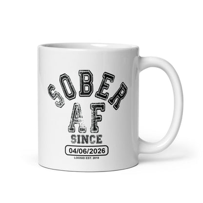 Loosid Sober AF White Sober Coffee Mug featuring the design