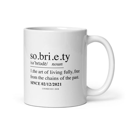 Loosid Sobriety Definition Sober Coffee Mug featuring the design