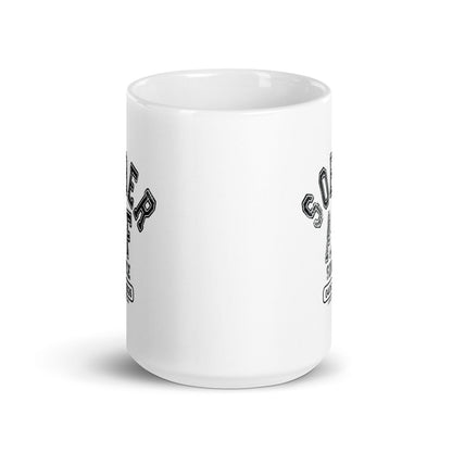 Sober AF White Sober Coffee Mug flat lay styled image (view 13)
