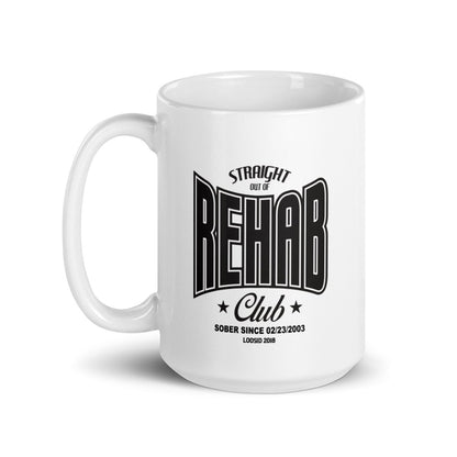 Rehab glossy Sober Sober Coffee Mug lifestyle view (view 5)