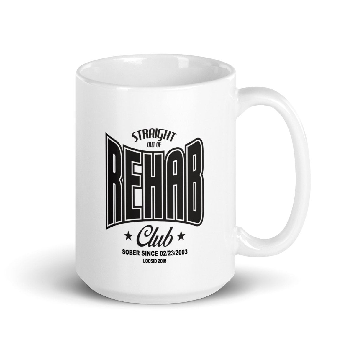 Rehab glossy Sober Sober Coffee Mug graphic detail (view 4)
