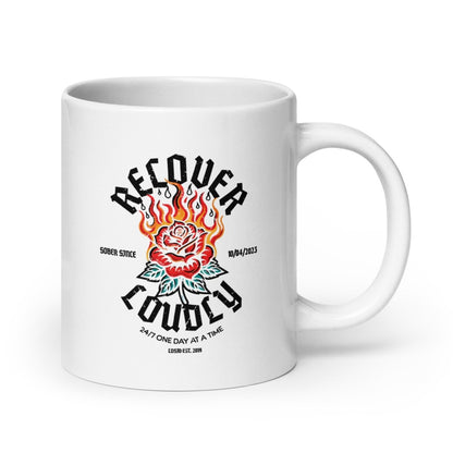 Recover Loudly White Sober Coffee Mug graphic detail (view 4)