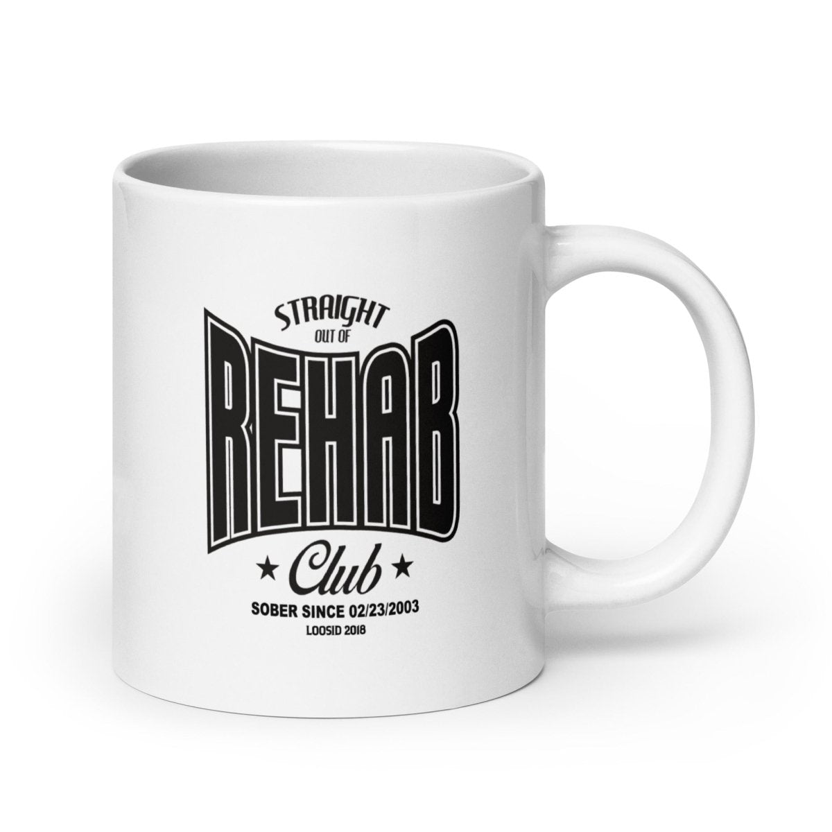 Rehab glossy Sober Sober Coffee Mug back view (view 7)