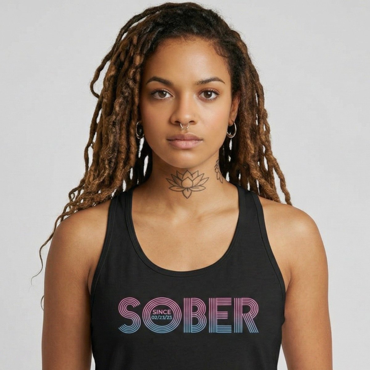 Retro Sober Since Sober Tank Top side view (view 6)