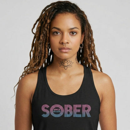 Retro Sober Since Sober Tank Top side view (view 6)
