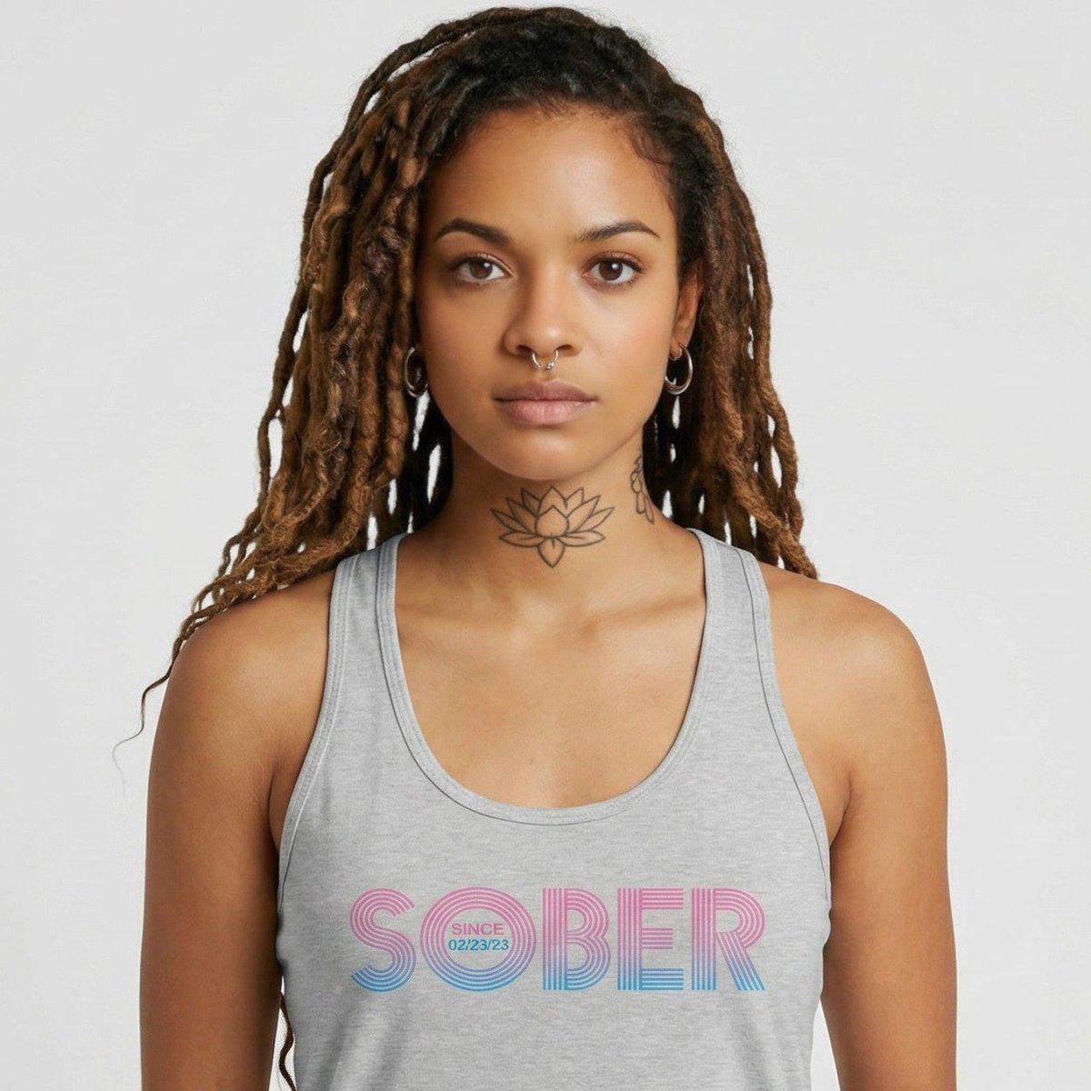 Retro Sober Since Sober Tank Top lifestyle view (view 15)