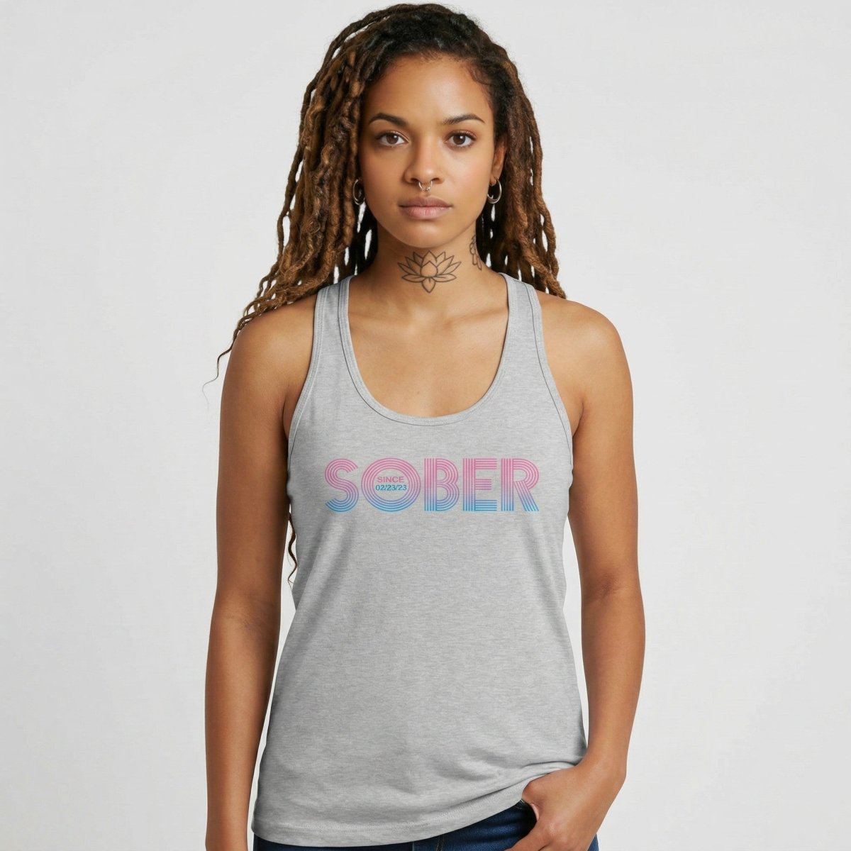 Retro Sober Since Sober Tank Top side view (view 16)