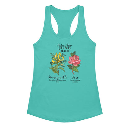 Sober Since Monthly Flower Personalized with Your Sober Date Sober Tank Top product photo (view 10)