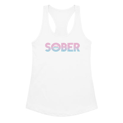 Retro Sober Since Sober Tank Top flat lay styled image (view 3)