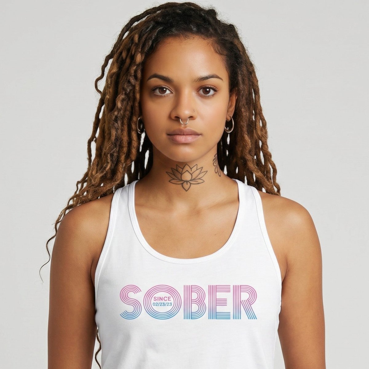 Loosid Retro Sober Since Sober Tank Top featuring the design
