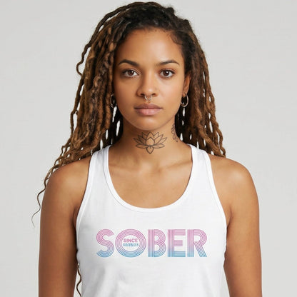 Loosid Retro Sober Since Sober Tank Top featuring the design